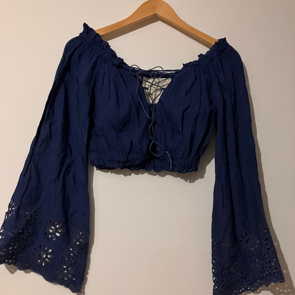 70’s vibe Long Sleeve Crop Top